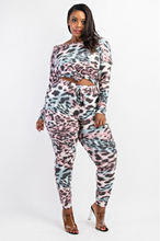 Load image into Gallery viewer, Curveologist- Creme' Leopard 2 piece Jogger Set