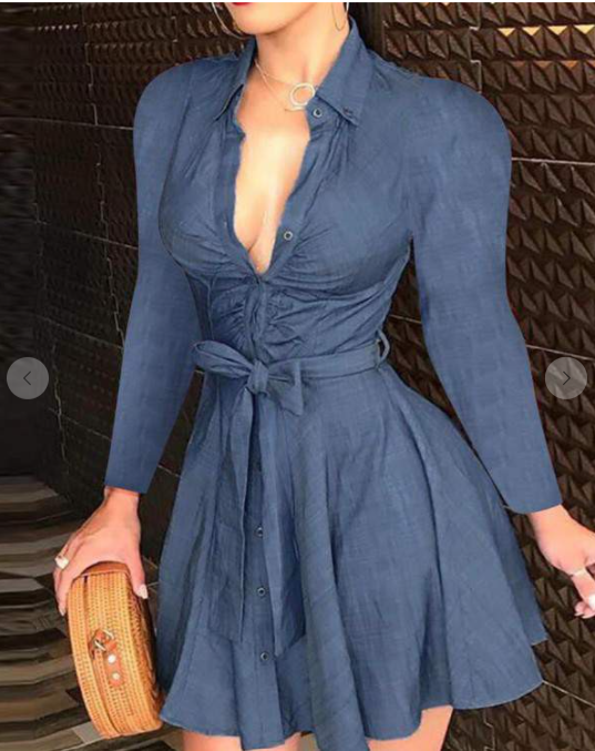 Curveologist- Blew Me Away Denim Dress