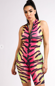 Curveologist- Fierce Zebra Multi-color Romper