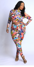 Load image into Gallery viewer, Curveologist- I&#39;m So Graphic Crop Top and Leggings Set
