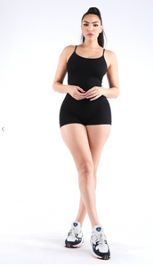 Curveologist- Just Body Spaghetti Strapped Shorts Romper