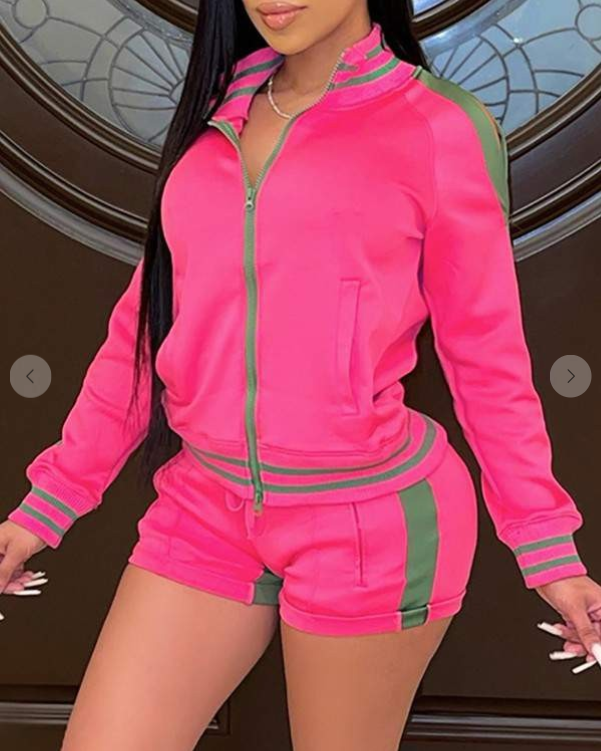Curveologist- She's a Runner, She's a Trackstar, Pinky's Up Zippered Tracksuit