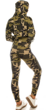 Load image into Gallery viewer, Curveologist- Suited and Booted Camo 2 Piece Hooded Jumpsuit
