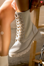 Load image into Gallery viewer, Bone Straight Knit Ribbed Combat Boots
