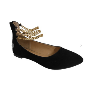 Mz. Three Chains Faux Suede Flat