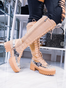 The HyBrid Snakeskin Knee Combat Boots