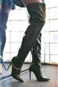 Thigh snakeskin boots sales