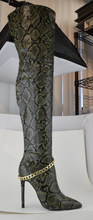 Load image into Gallery viewer, Wild Side Thigh High Snakeskin Boots
