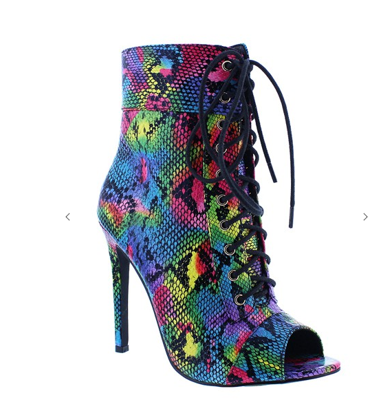 Mz. Sheena Multi Colored Snakeskin Heel Queen Bee ish